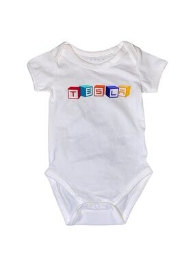 Official Tesla Babies Block Onesie Bodysuit White Size 3-6 Months